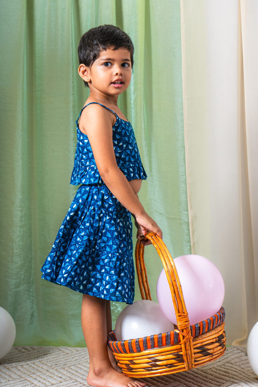 Indigo blue Top & Skirt Co-ord set for girls - Image 3