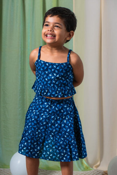 indigo blue girls co-ord set