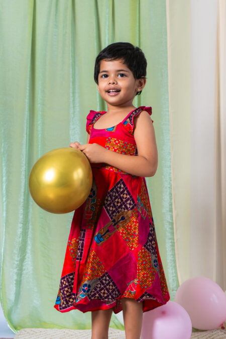 Pink floral print rayon dress