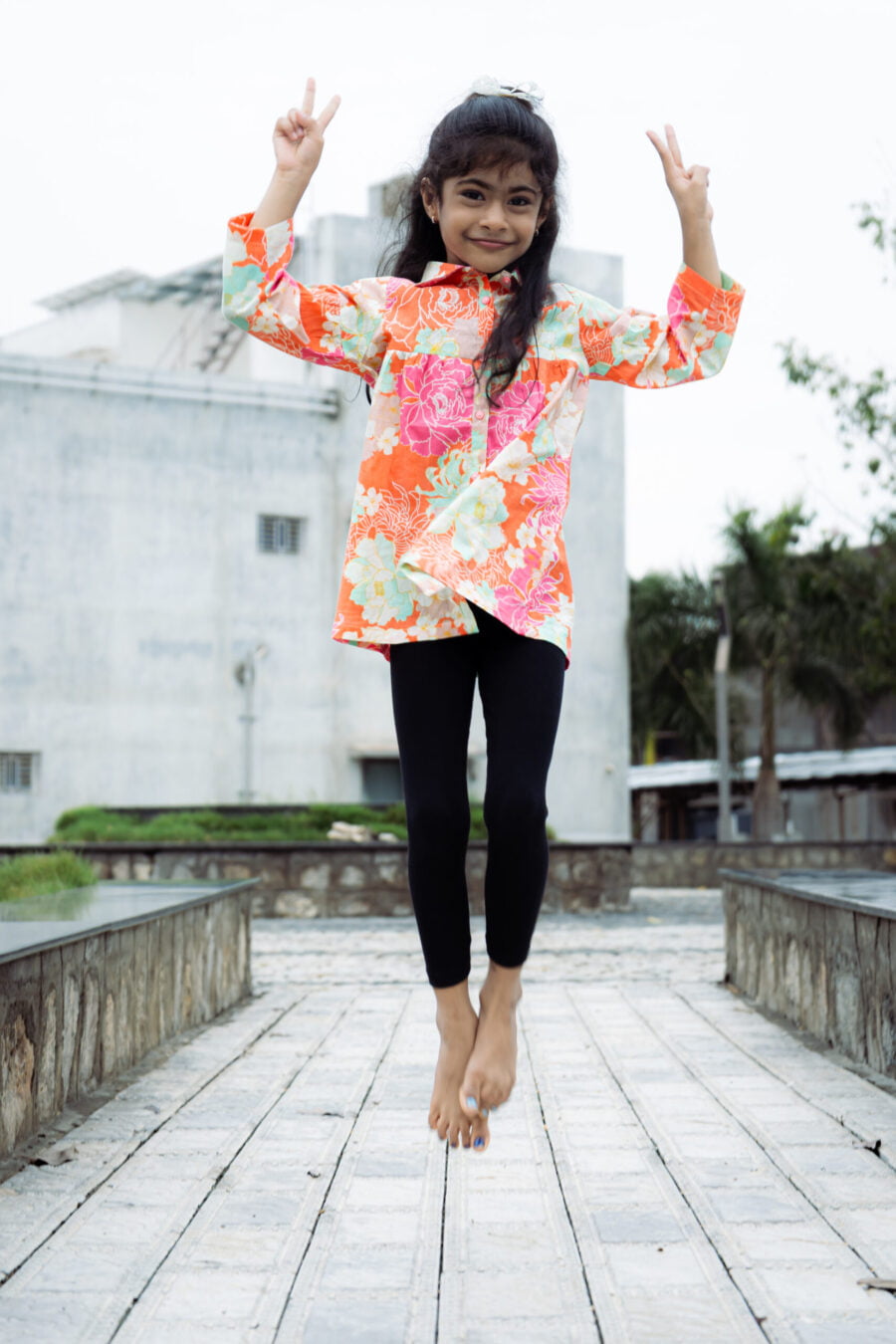 Girls orange and pink Tunic Shirt - Image 3