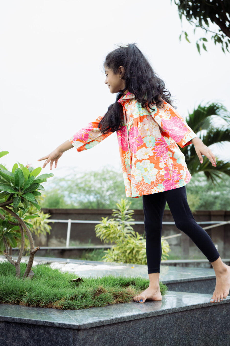 Girls orange and pink Tunic Shirt - Image 2