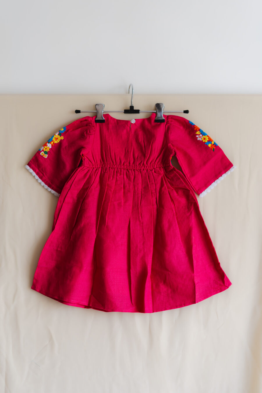Bright Pink floral embroidery dress for girls - Image 4