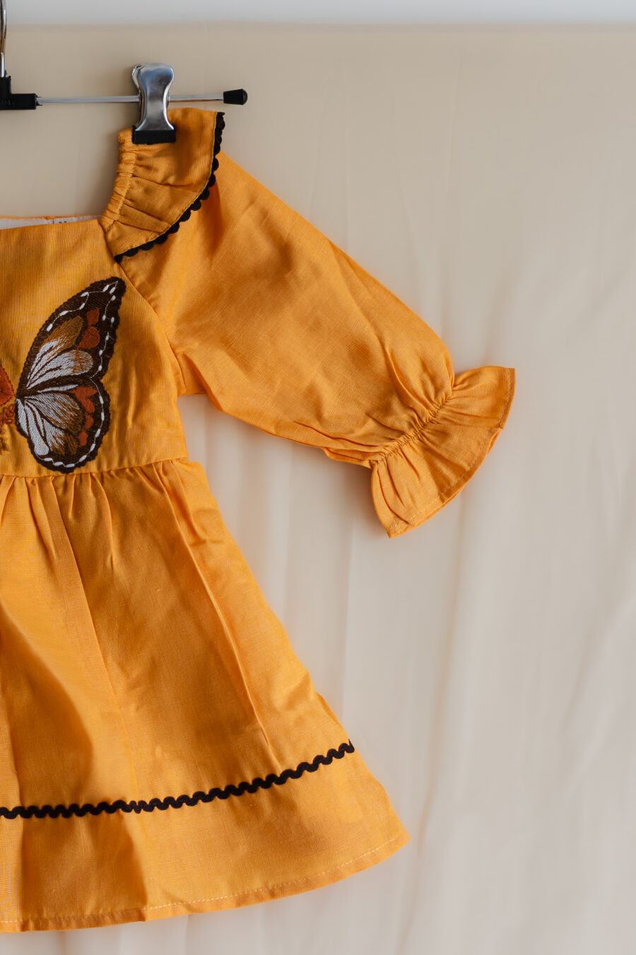 Yellow Butterfly embroidered dress for girls - Image 3