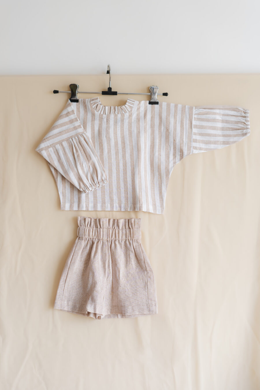 Linen striped co-ord set for girls - Image 2