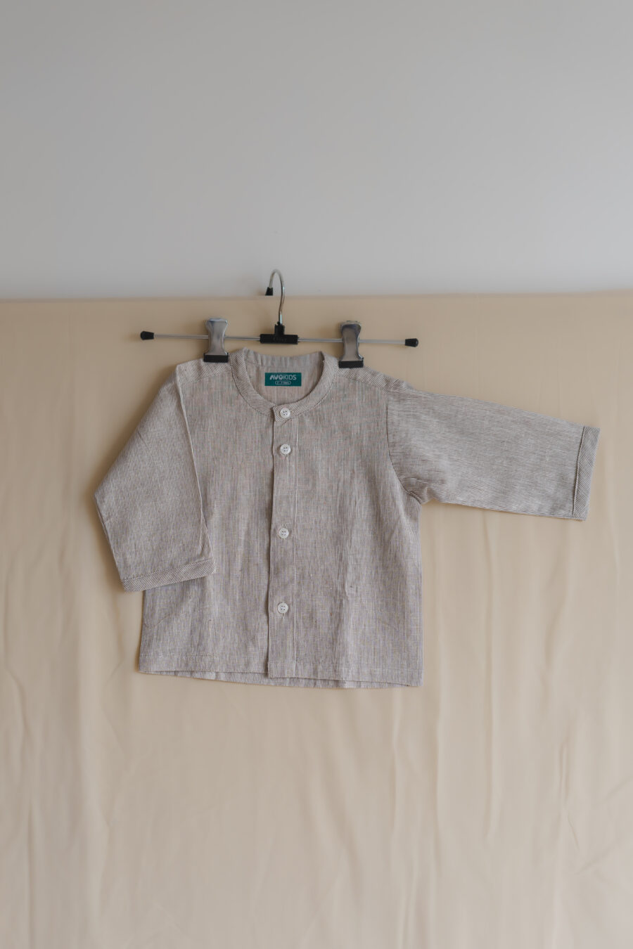 Striped Chinese collar shirt for boys pure cotton - Image 2