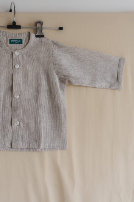 Striped Chinese collar shirt for boys pure cotton