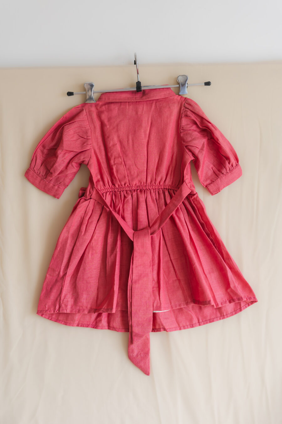 Pink Birdie Dress with collar for girls - Image 4
