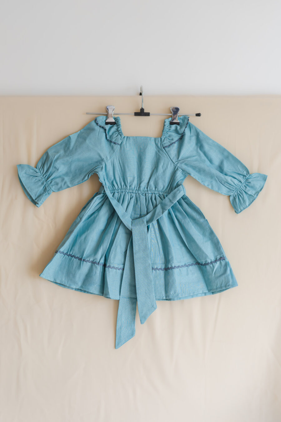 Dusty blue Butterfly embroidered dress for girls - Image 2