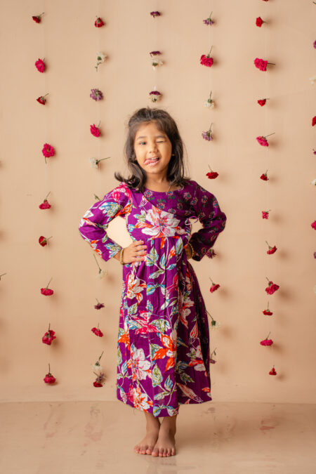 Deep Purple full length cotton Anarkali