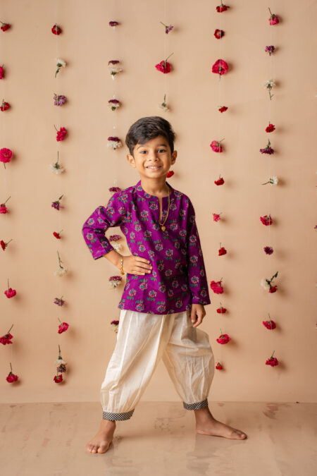 Purple Kurta to with pajama pant set for boys