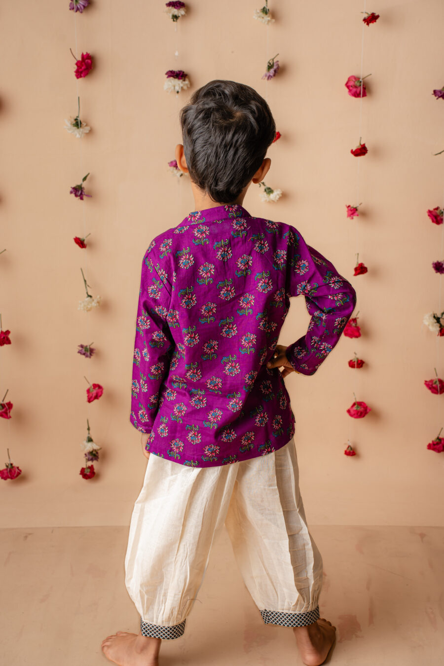 Purple Kurta to with pajama pant set for boys - Image 2