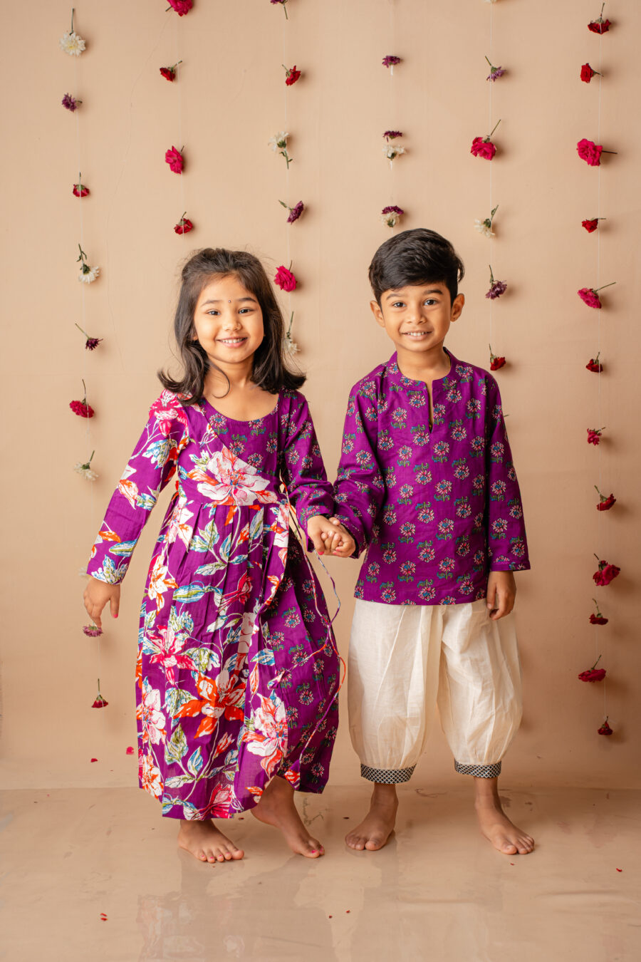 Purple Kurta to with pajama pant set for boys - Image 3