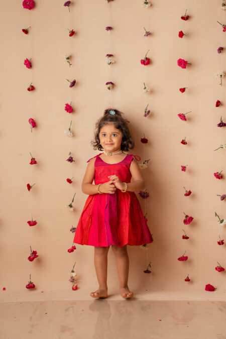 Pink cotton knee length frock