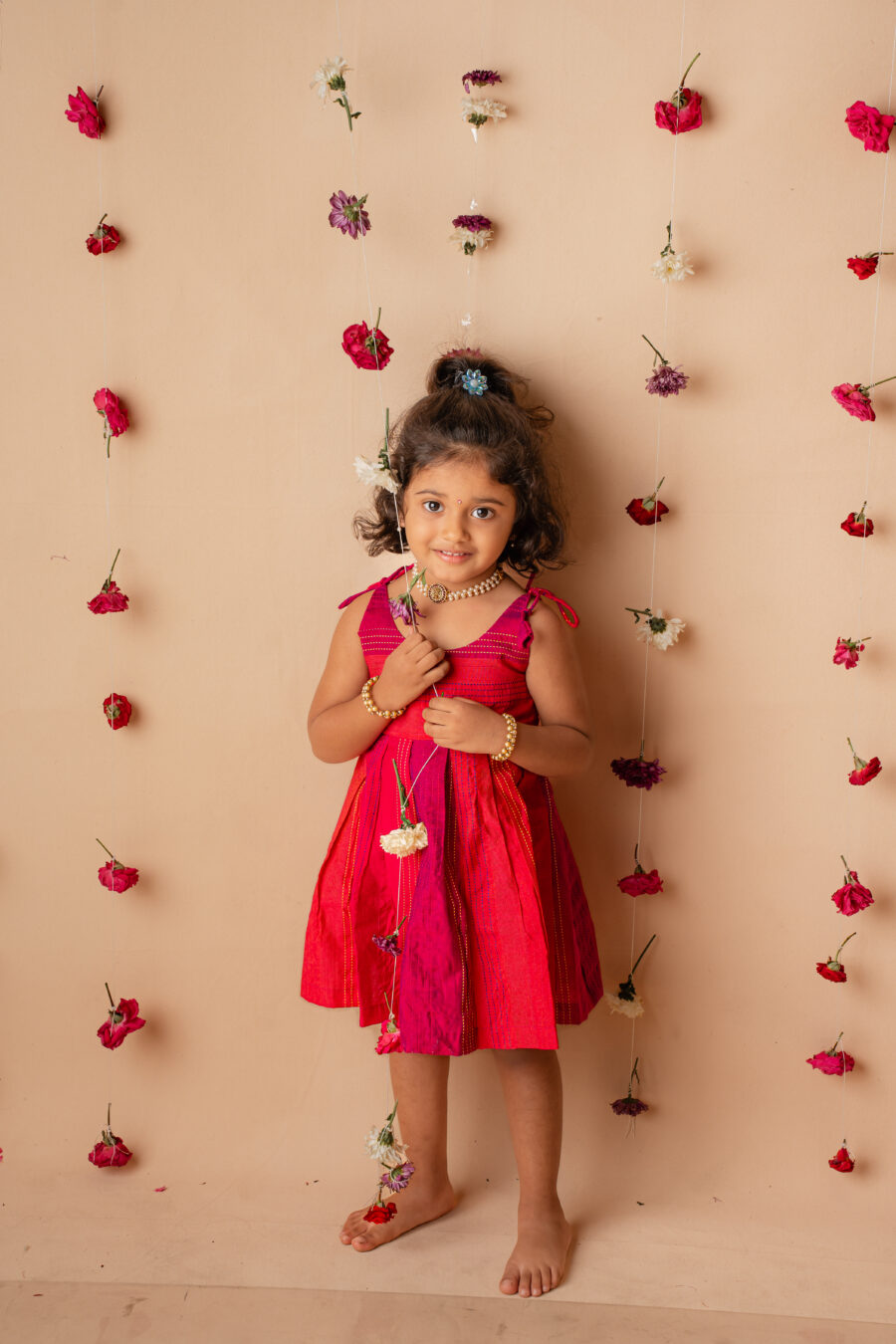 Pink cotton knee length frock - Image 2