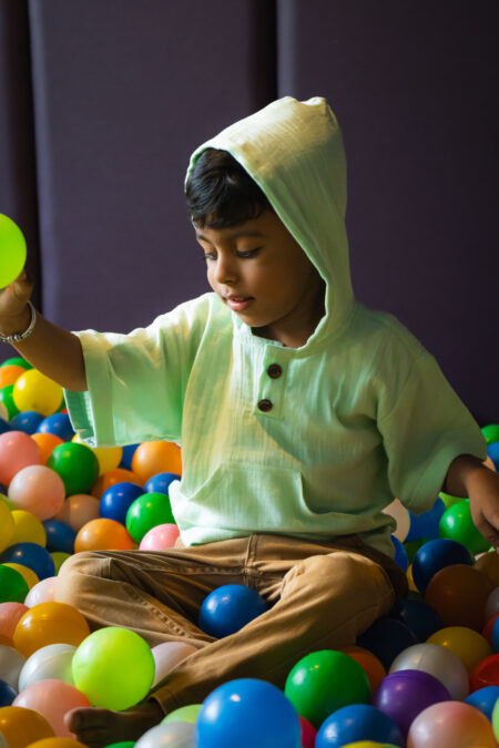 Pure Muslin pastel green hoodie t-shirt for boys